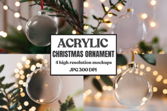 Acrylic Christmas Ornament Mockups | Clear Round Holiday Product Image 1