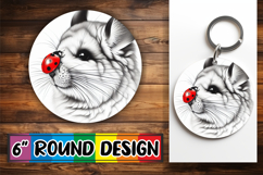 Whimsical Circle Keychain Sublimation, Cute Animals Product Image 1