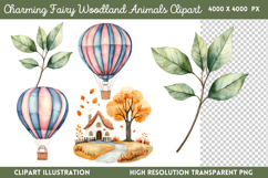 Charming Fairy Woodland Animals Clipart Bundle PNG Product Image 2