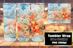 Floral Tumbler Wrap 20oz Design Sublimation PNG Product Image 1