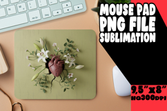 Sweet Mouse Mat Sublimation PNG, 3D Heart Product Image 1