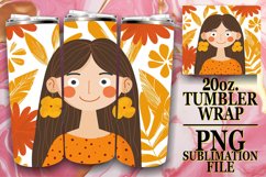 Elegant Watercolor Woman Tumbler Wrap Sublimation 20oz Product Image 1