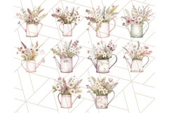 Watering Can Flowers PNG, Rustic Floral Watercolor Clipart Product Image 6