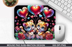 Cat Mouse Pad Sublimation, Valentine Mouse Pad PNG Product Image 1