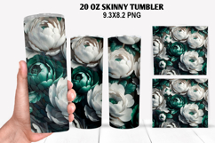 3D Flower Skinny Tumbler 20oz Wrap Design,Flowers Tumble PNG Product Image 1