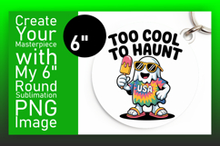 Whimsical Round Design Car Coaster Template , Funny Ghost Product Image 1