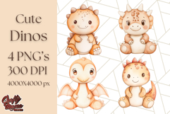 Cute Pastel Dinosaur Clipart PNG for Nursery Art, Baby Decor Product Image 1