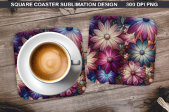 Flowers Coaster Sublimation, Spring Coaster PNG Design Product Image 1