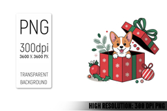 Cute Christmas Dog, Animal Sublimation Clipart PNG Product Image 1