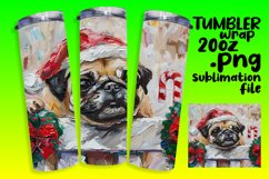 Winter Tumbler Wrap Christmas Peeking Dog Sublimation 20oz Product Image 1