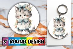 Whimsical Watercolor Cat Coaster Product Image 1