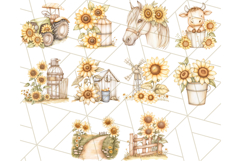 Muted Sunflower Clipart, Watercolor Farmhouse Florals Png Product Image 4