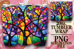 Stained Glass Tree Wrap 20oz Sublimation Colorful Design Product Image 1