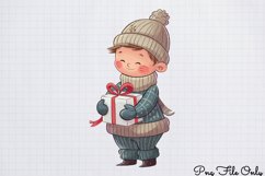 Cute Pink Christmas Watercolor Clipart PNG Product Image 1