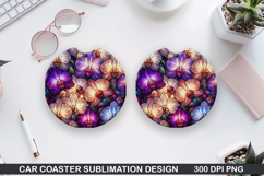 Flower Car coaster sublimation, Summer Coaster PNG Design Product Image 1