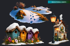 Watercolor Winter Landscapes and Snowy Cabin Illustrations Product Image 13