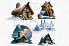 Watercolor Winter Landscapes and Snowy Cabin Illustrations Product Image 5