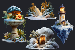 Watercolor Winter Landscapes and Snowy Cabin Illustrations Product Image 9