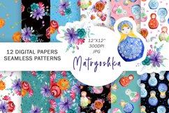 Matryoshka Digital Paper, Nesting Dolls Patterns Product Image 1