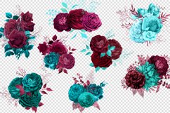 Turquoise and Burgundy Floral Bouquets Clipart Product Image 3