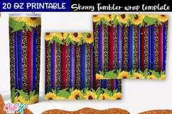 Patriotic Serape and sunflower sublimation Skinny tumbler Product Image 2