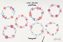 In Bloom Wreaths Watercolor 7 Flowers Leaves Pink Mint Product Image 2