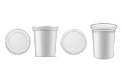 Yoghurt container. Realistic white blank plastics packaging Product Image 1
