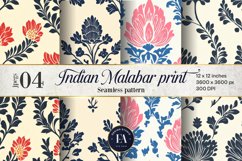 Indian block print Digital paper, Indian Malabar pattern Product Image 1
