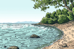 Empty Beach Landscape Scene Background Wallpaper Product Image 1