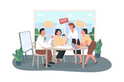 Conflict in office 2D vector web banner, poster Product Image 1