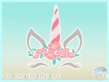 Unicorn Face with Flowers	SVG | Unicorn SVG Product Image 3