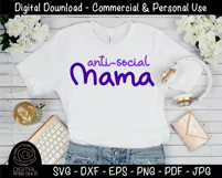 Anti Social Mama - Funny Mom SVG, Introvert Parenting SVG Product Image 2