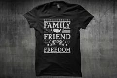 Typography American Themes - Family Friend And Freedom Product Image 1