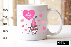 Valentine gnome I love you svg, Valentines day heart clipart Product Image 2