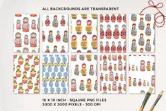Russian Dolls Seamless Patterns Digital Paper Watercolor Product Image 2