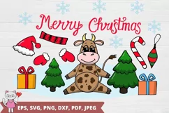 Christmas clipart , Christmas cow, Svg Cut Files Product Image 2