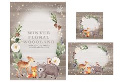 Frame Watercolor Winter Woodland, Christmas Animal Clipart Product Image 5