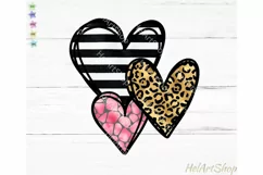 Valentines Day Hearts PNG, Leopard Print Heart Sublimation Product Image 1