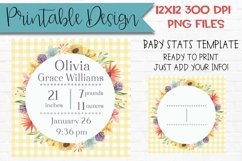 Floral Baby Stats Template Sublimation Design Printable Product Image 1
