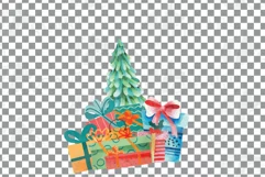 Watercolor Christmas truck clip art. Retro trucks decoration Product Image 17