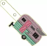 ITH Happy Camper Vinyl Key Fob - Embroidery Design Product Image 2