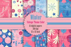 12 Winter Pattern Digital Papers in Baby Pink and Baby Blue Product Image 1