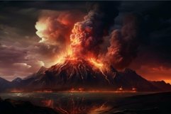 Majestic volcanic eruption at sunset Product Image 1