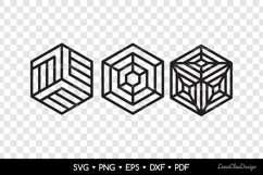 Abstract Geometric Coasters SVG, Hexagon Laser Cut Template Product Image 2