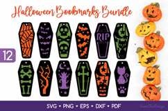 12 Two Layered Halloween Coffin Shaped Bookmarks SVG Bundle Product Image 1
