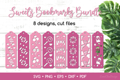 8 Bookmarks with Sweets SVG Bundle, Dessert Paper cut files Product Image 1