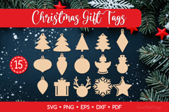 15 Decorative Christmas Shaped Gift Tags SVG Bundle Product Image 1