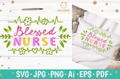 Blessed Nurse SVG, Nurse Floral Monogram SVG, Nurse Tattoo Product Image 1