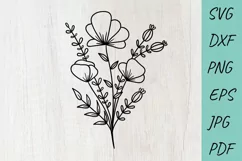 Floral bouquet SVG, Flower SVG, Wildflower SVG Sublimation Product Image 2