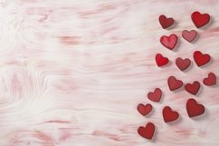 Valentine Flat Lay Background, Wooden Hearts Background PNG Product Image 1